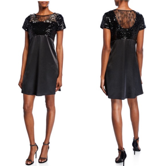 Aidan Mattox sequin and charmeuse trapeze party dress - Picture 3 of 7